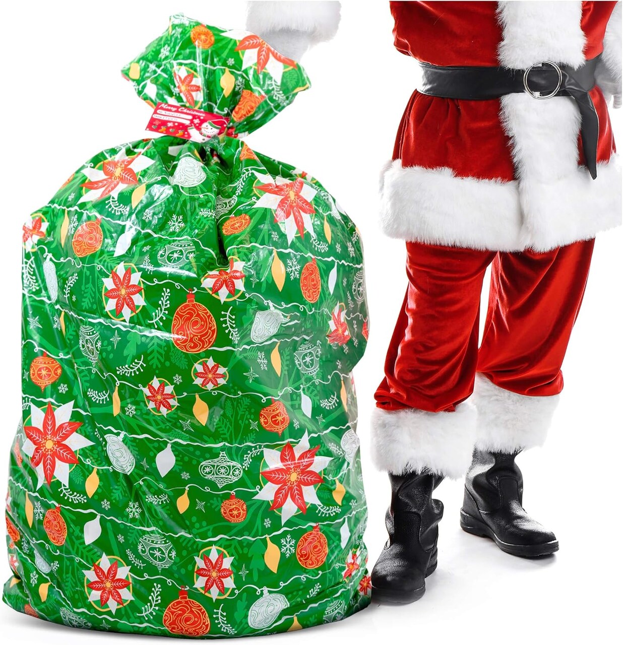 Extra Large Christmas Gift Bags for Presents, Gifts - 1pc Heavy Duty Big Gift Sack with Tag & Tie - 56” x 36” - XL Big Jumbo Christmas Gift Bags Large Gift Bag & Santa Bag - Wrapping Huge Xmas Gifts